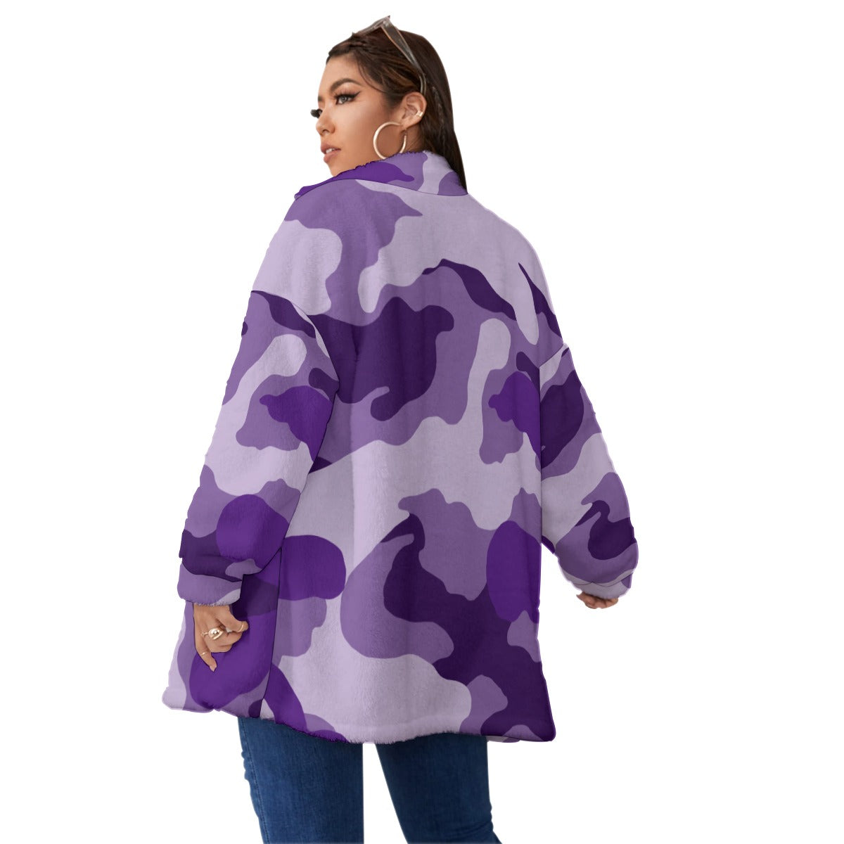 Ladies Purple Camo Fleece Coat