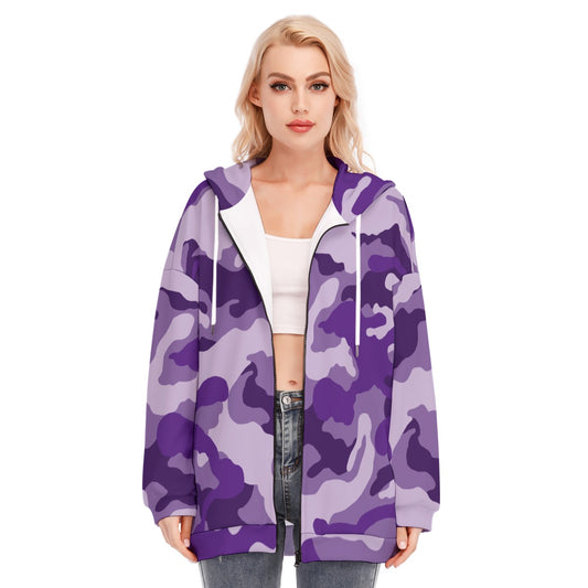 Ladies Long Purple Camo Hoodie
