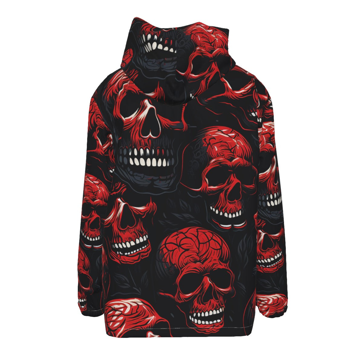 Men's Red Skull Hooded Windbreaker