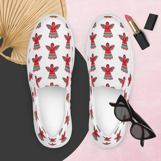 Womens Angel Print Slip-On Canvas Shoes