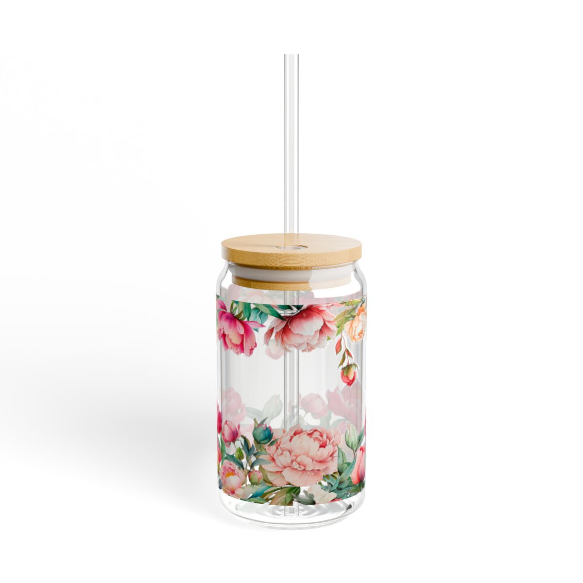 Pink Peony 16oz Glass Sipping Tumbler