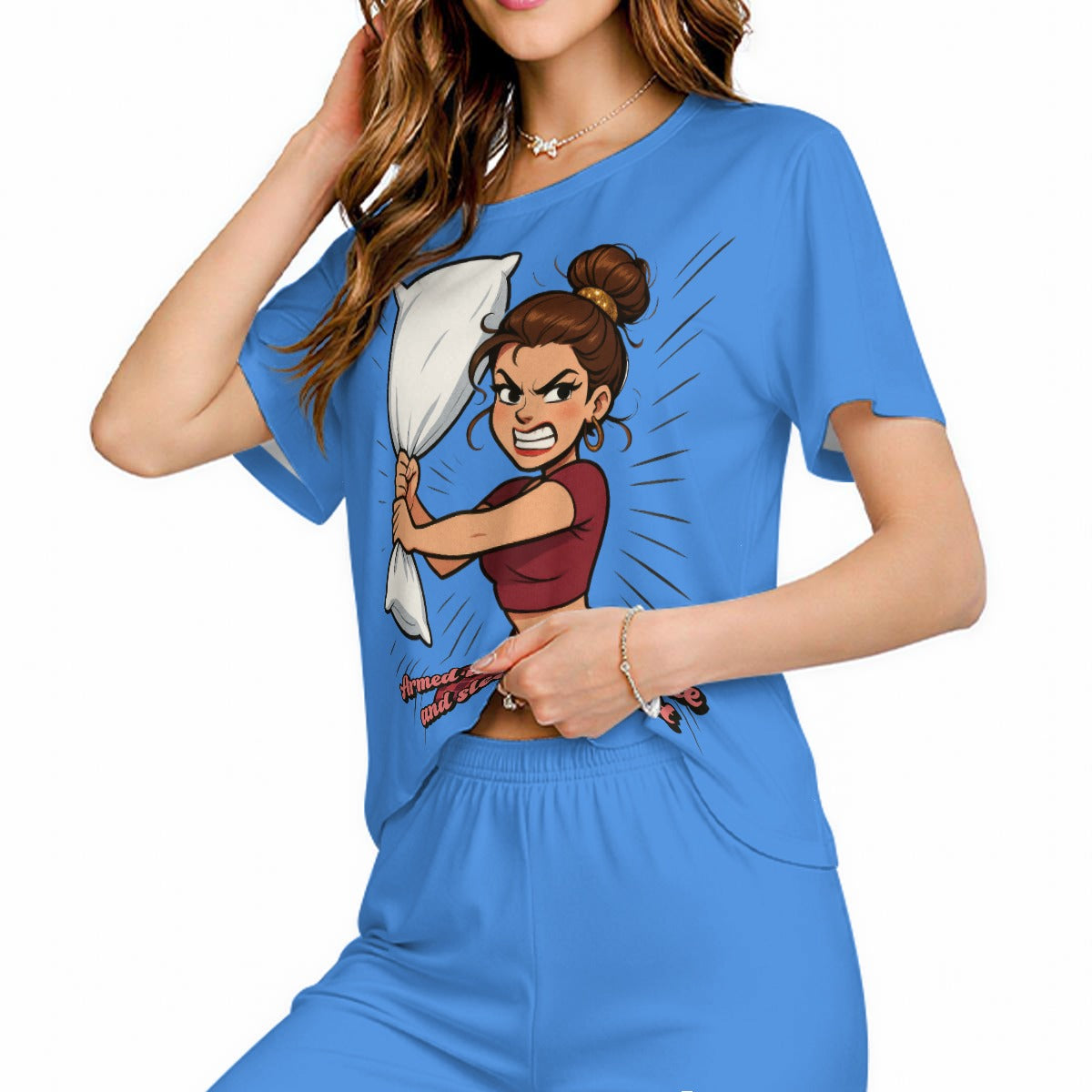 Ladies "Attitude" Short Sleeve Lounging Pajamas