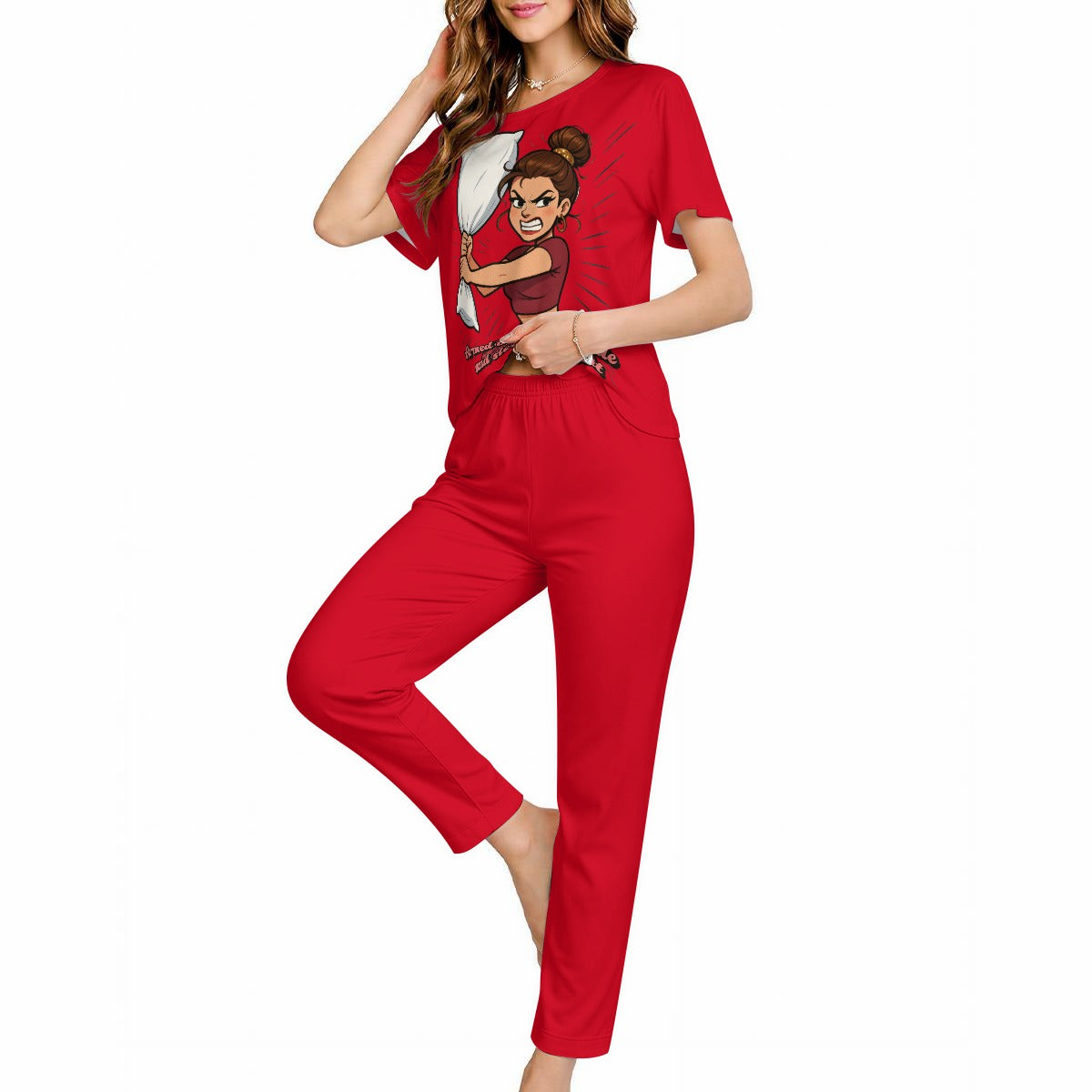 Ladies "Attitude" Short Sleeve Lounging Pajamas