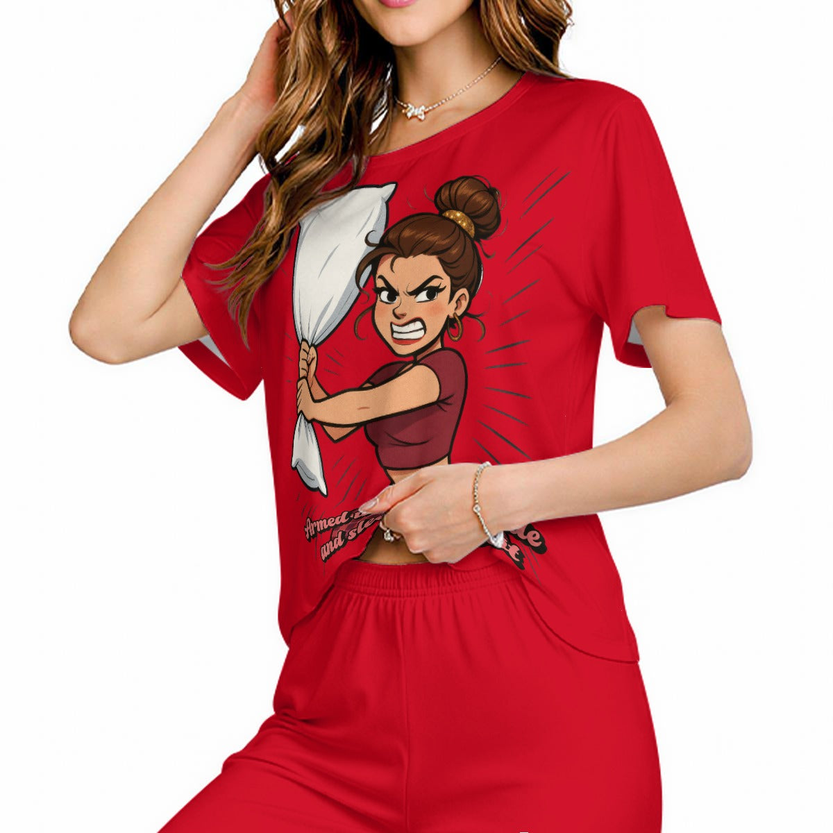 Ladies "Attitude" Short Sleeve Lounging Pajamas
