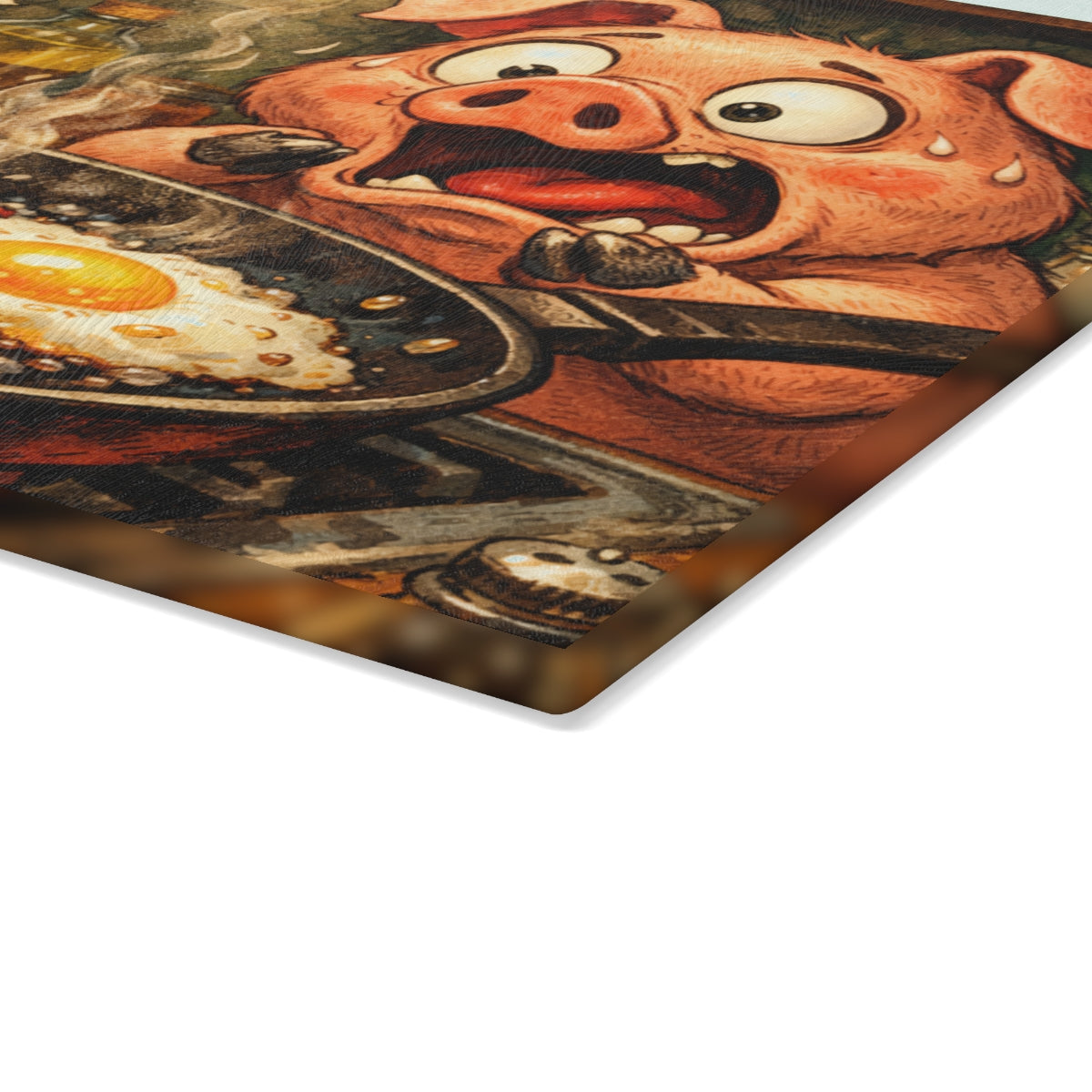 Shocked Bacon and Eggs Glass Cutting Board