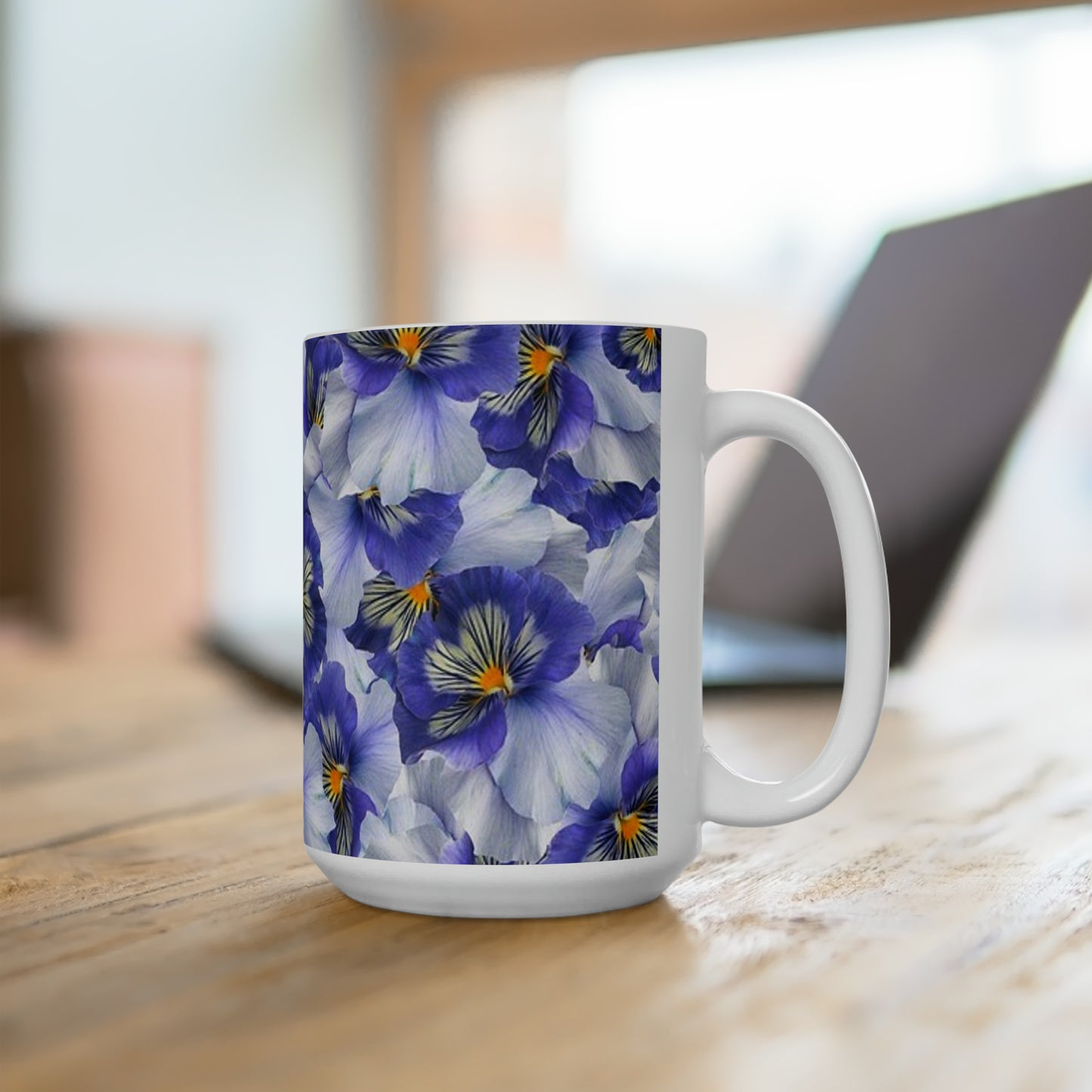 Blue Floral Ceramic Coffee Mug