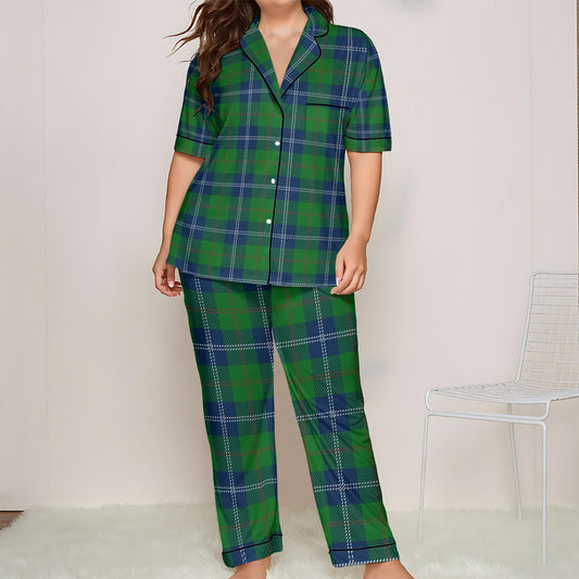 Ladies Blue Green Plaid Pajamas