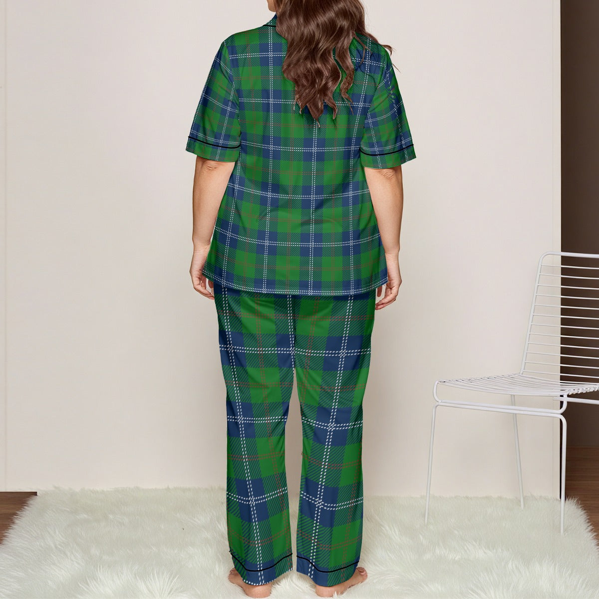 Ladies Blue Green Plaid Pajamas