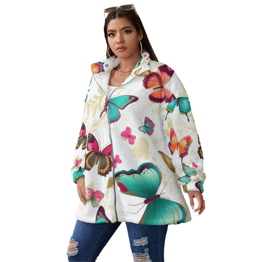 Ladies Butterfly Zip Up Fleece Coat