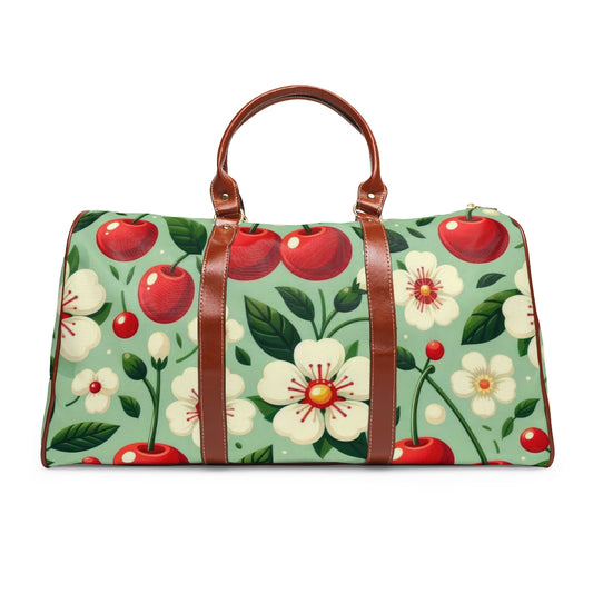 Floral Cherry Print Travel Bag