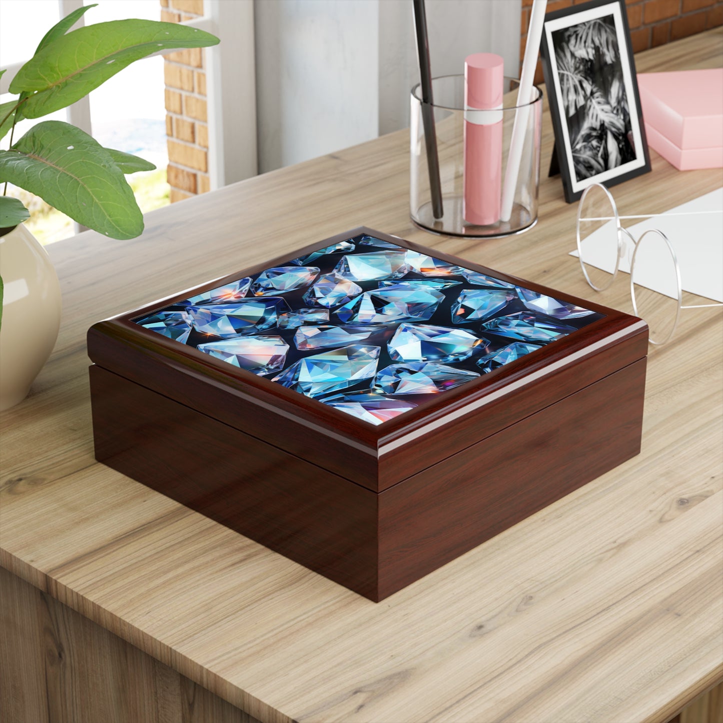 Diamond Print Jewelry Box