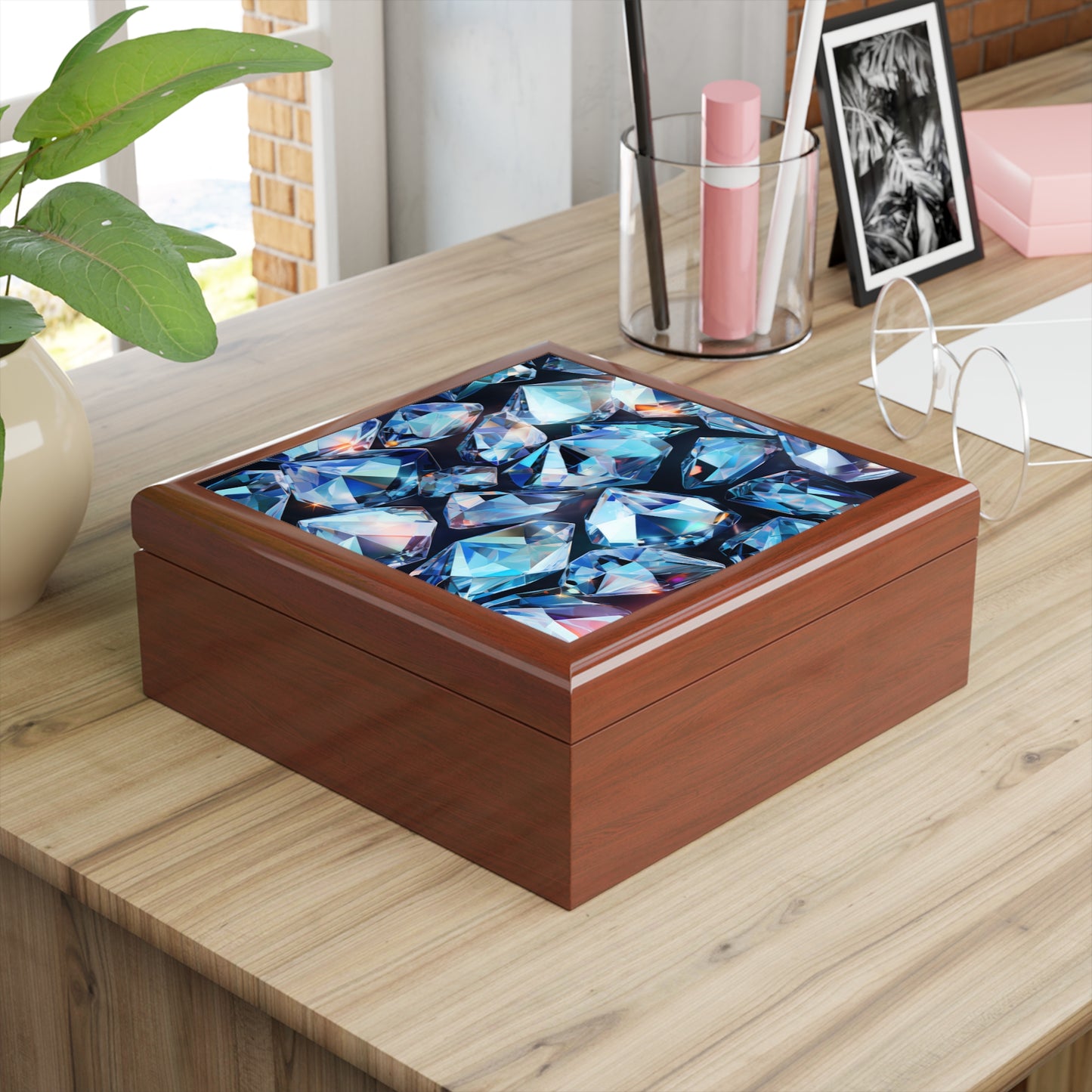 Diamond Print Jewelry Box