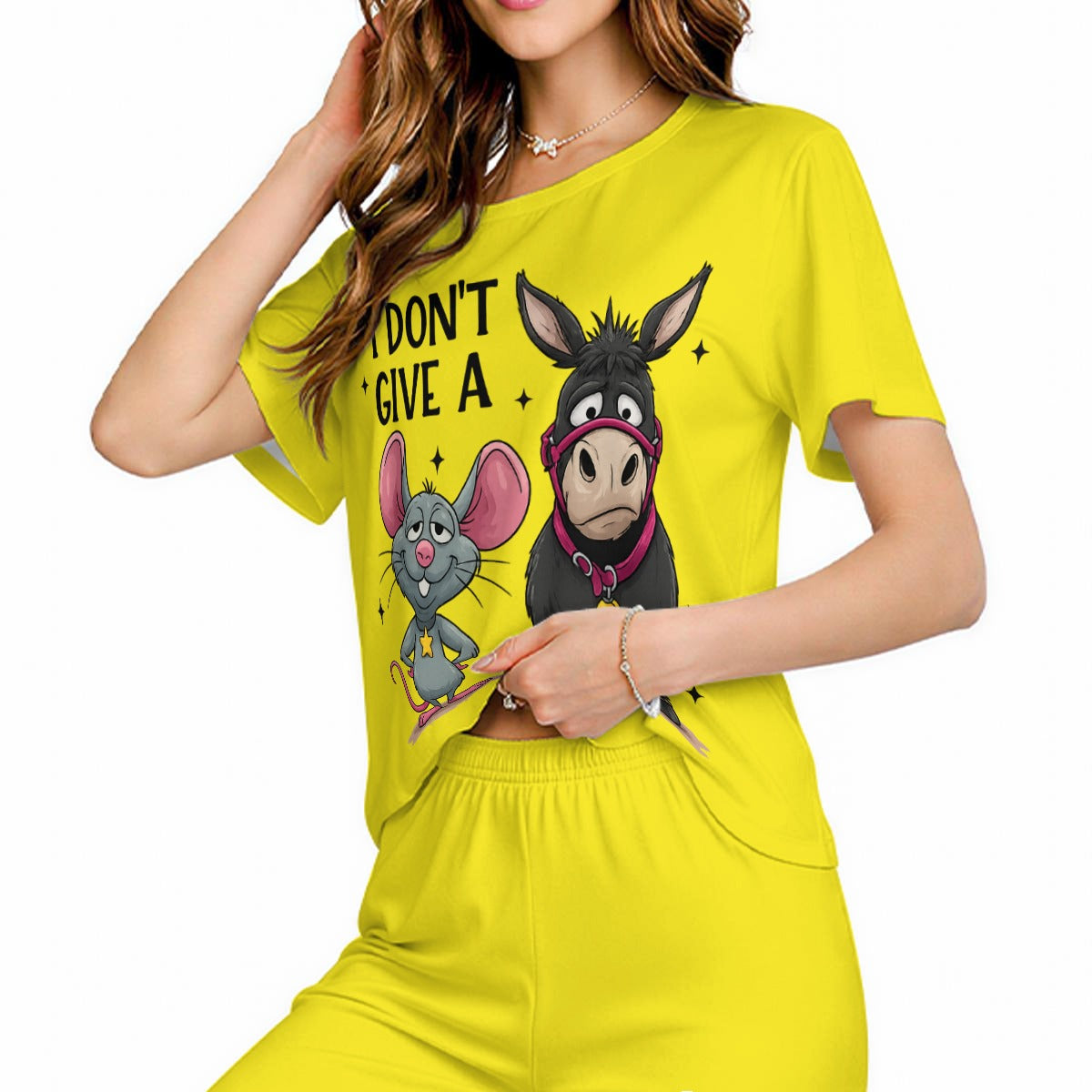 Ladies "Don't Give A...." Short Sleeve Pajama Set