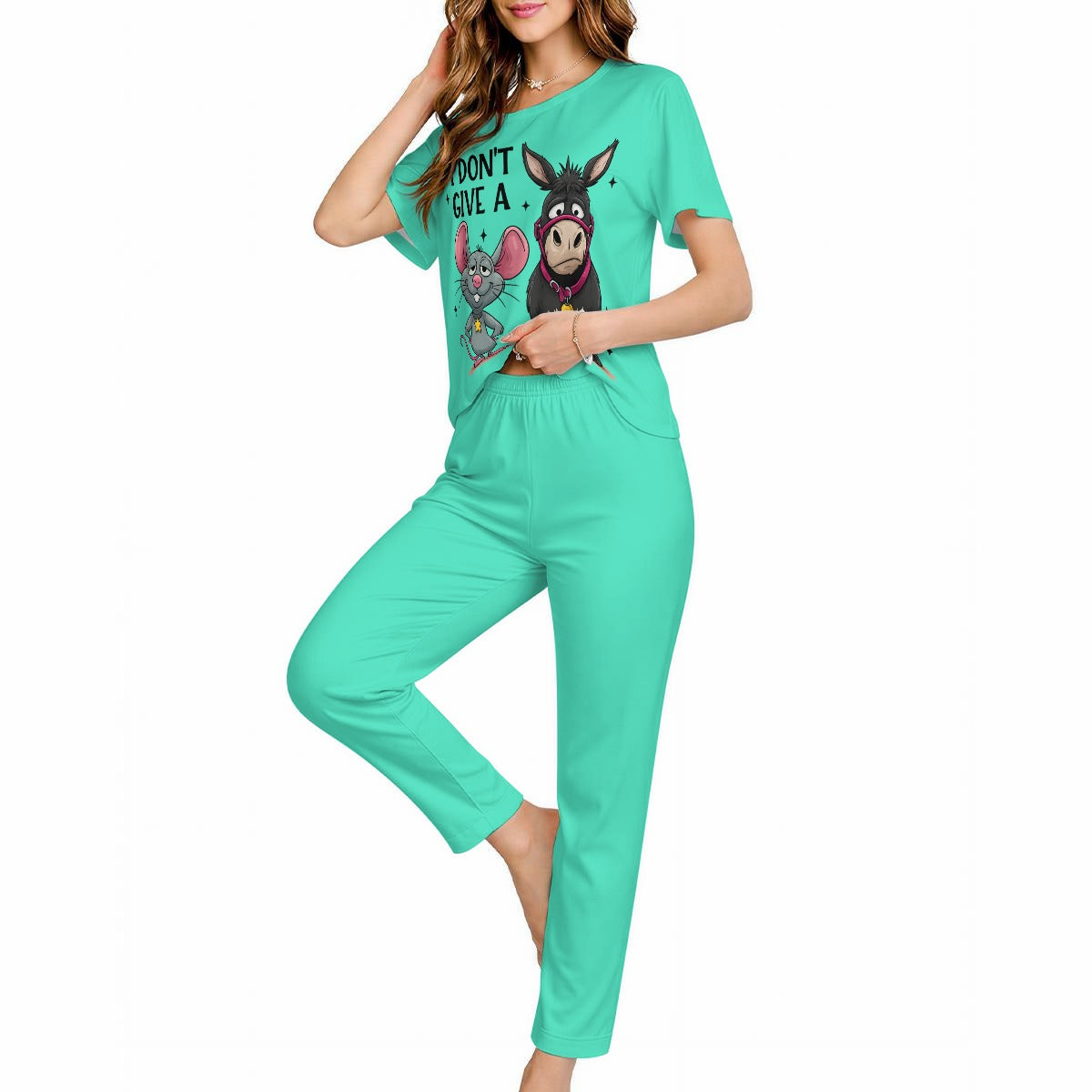 Ladies "Don't Give A...." Short Sleeve Pajama Set