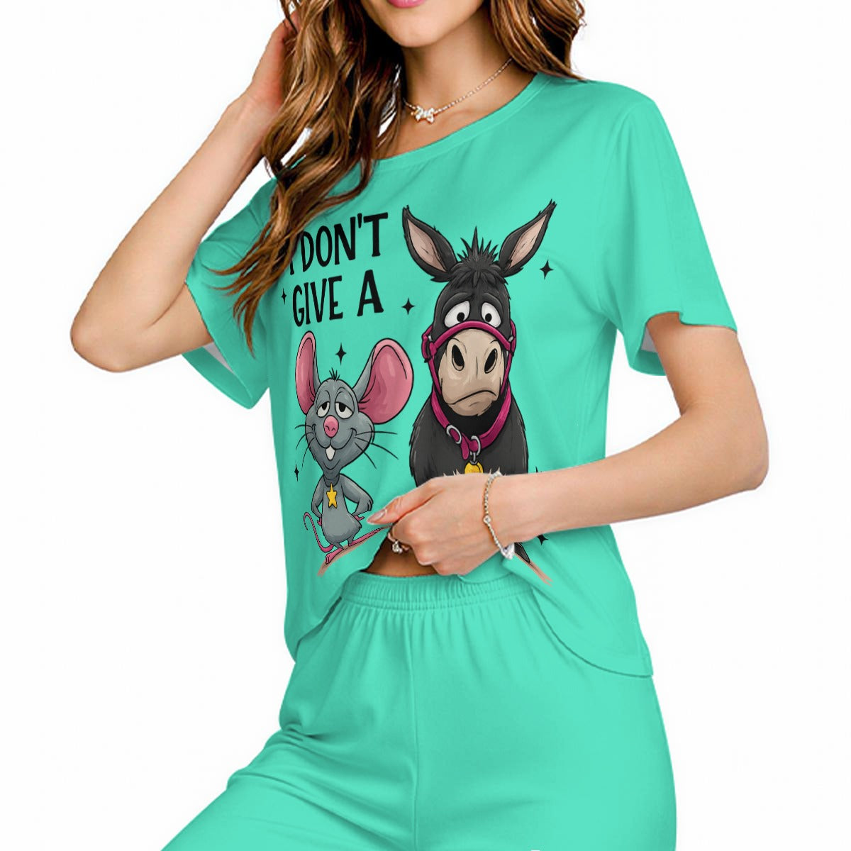 Ladies "Don't Give A...." Short Sleeve Pajama Set