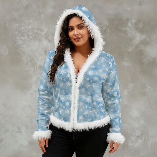 Ladies Faux Fur Trim Hooded Jacket