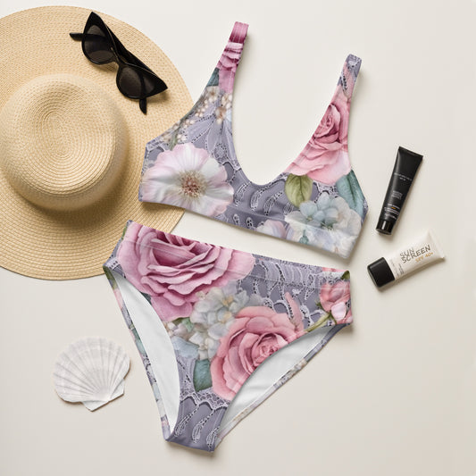 Ladies Floral Print High Waisted Bikini