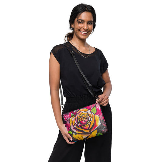 Ladies Rose Graffiti Wall Art Crossbody Bag