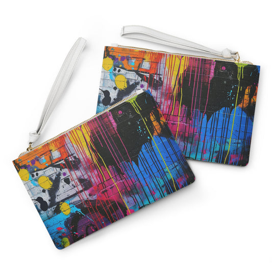 Graffiti Print Clutch Bag