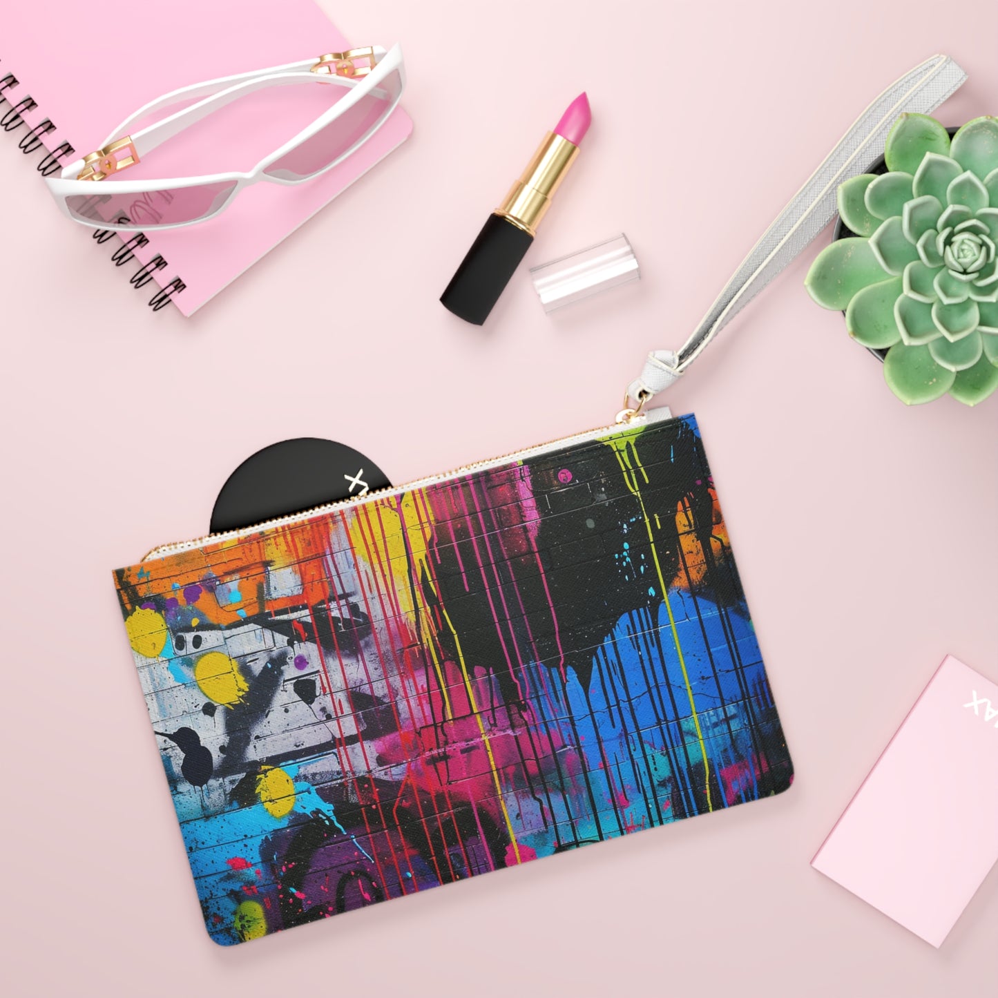 Graffiti Print Clutch Bag