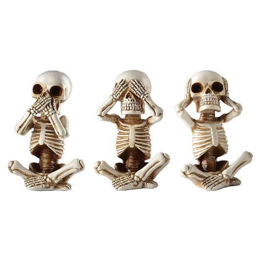 "3 Wise Skeletons" Halloween Decorative Figurines