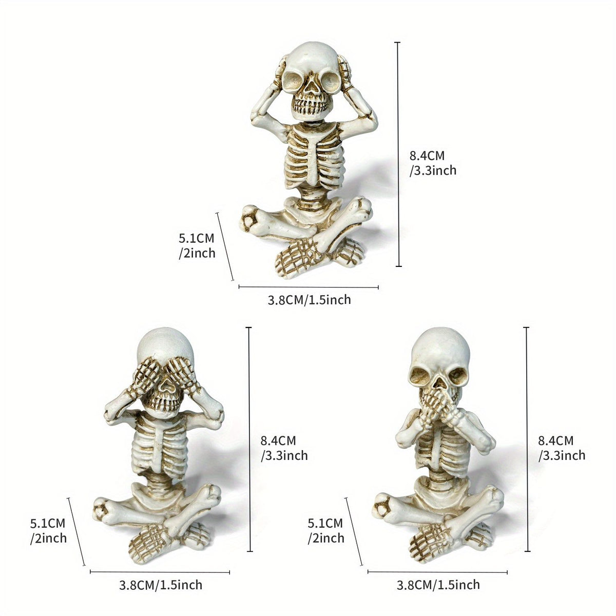 "3 Wise Skeletons" Halloween Decorative Figurines