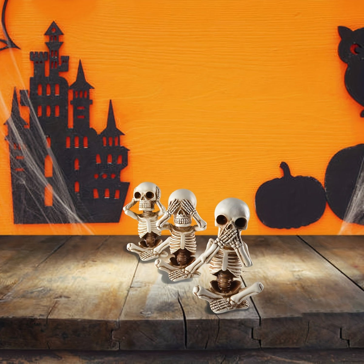 "3 Wise Skeletons" Halloween Decorative Figurines