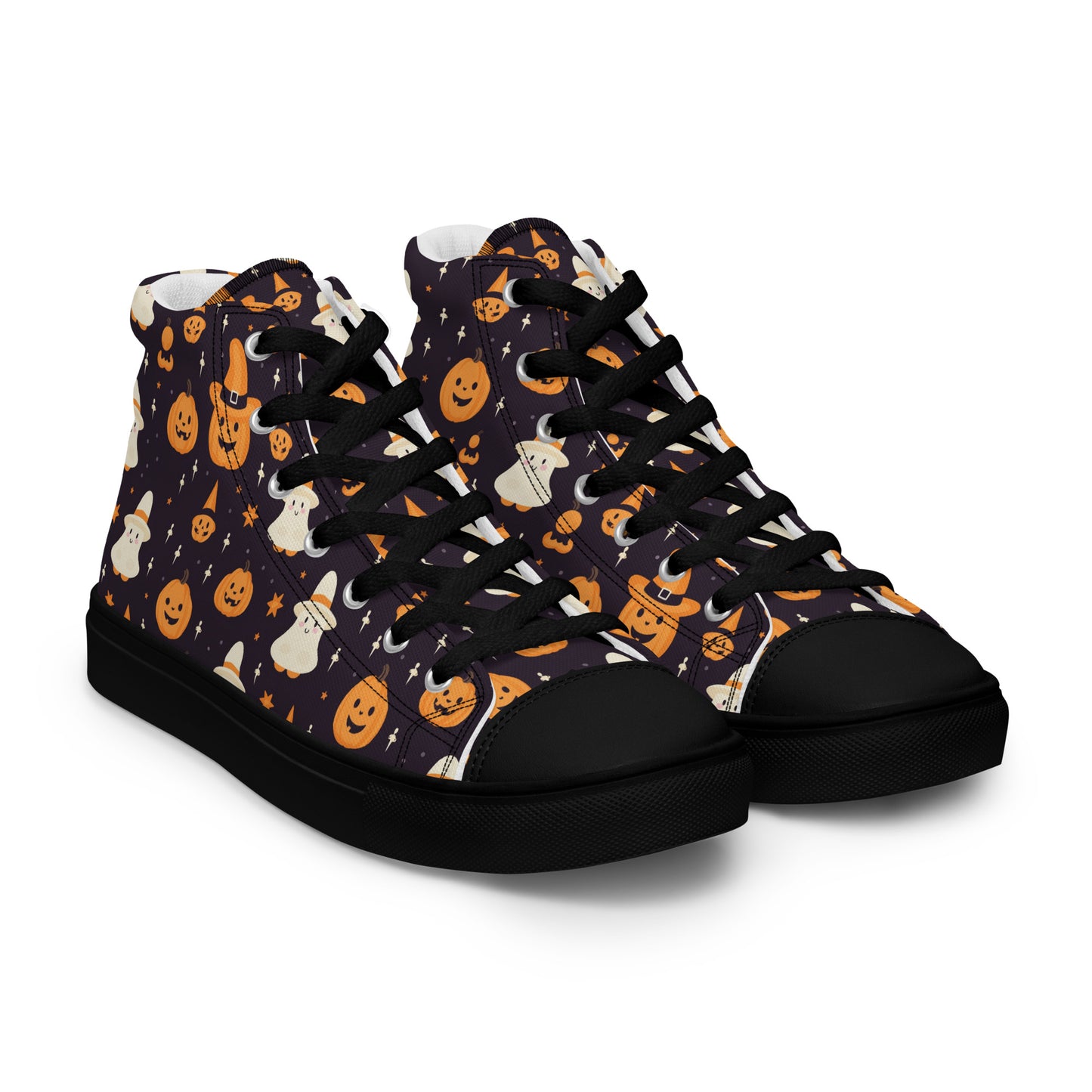 Ladies Ghost and Pumpkin High Top Sneakers