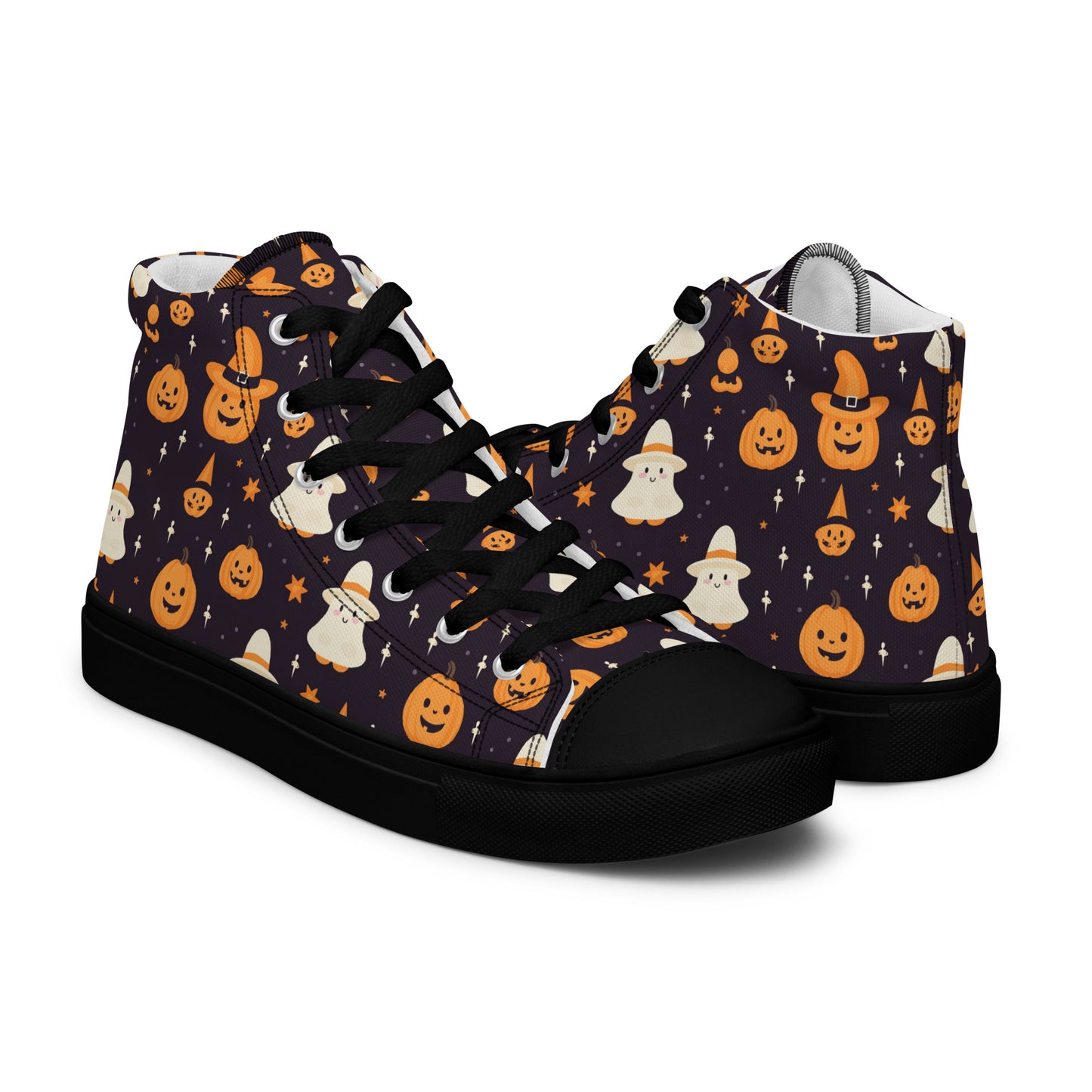 Ladies Ghost and Pumpkin High Top Sneakers