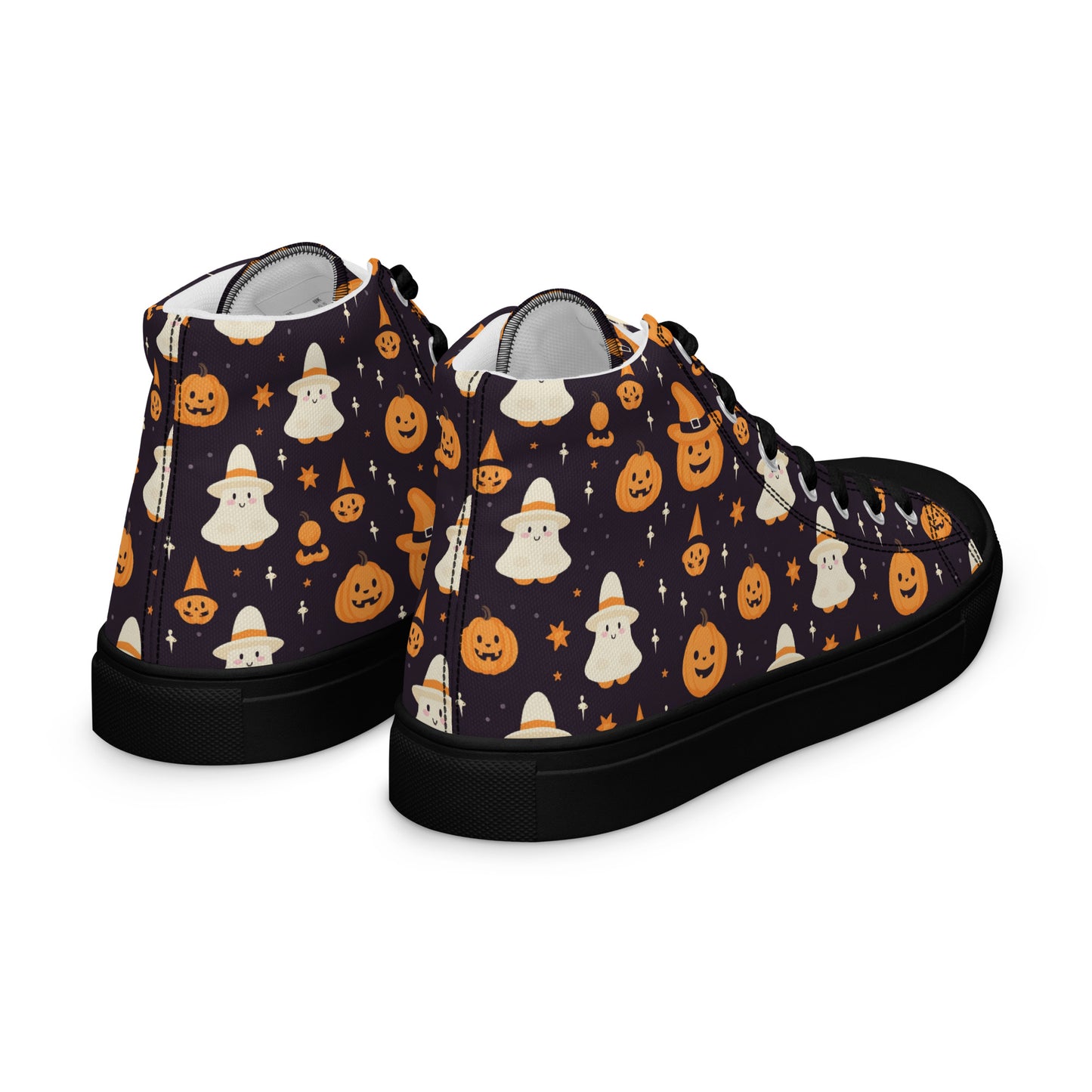 Ladies Ghost and Pumpkin High Top Sneakers