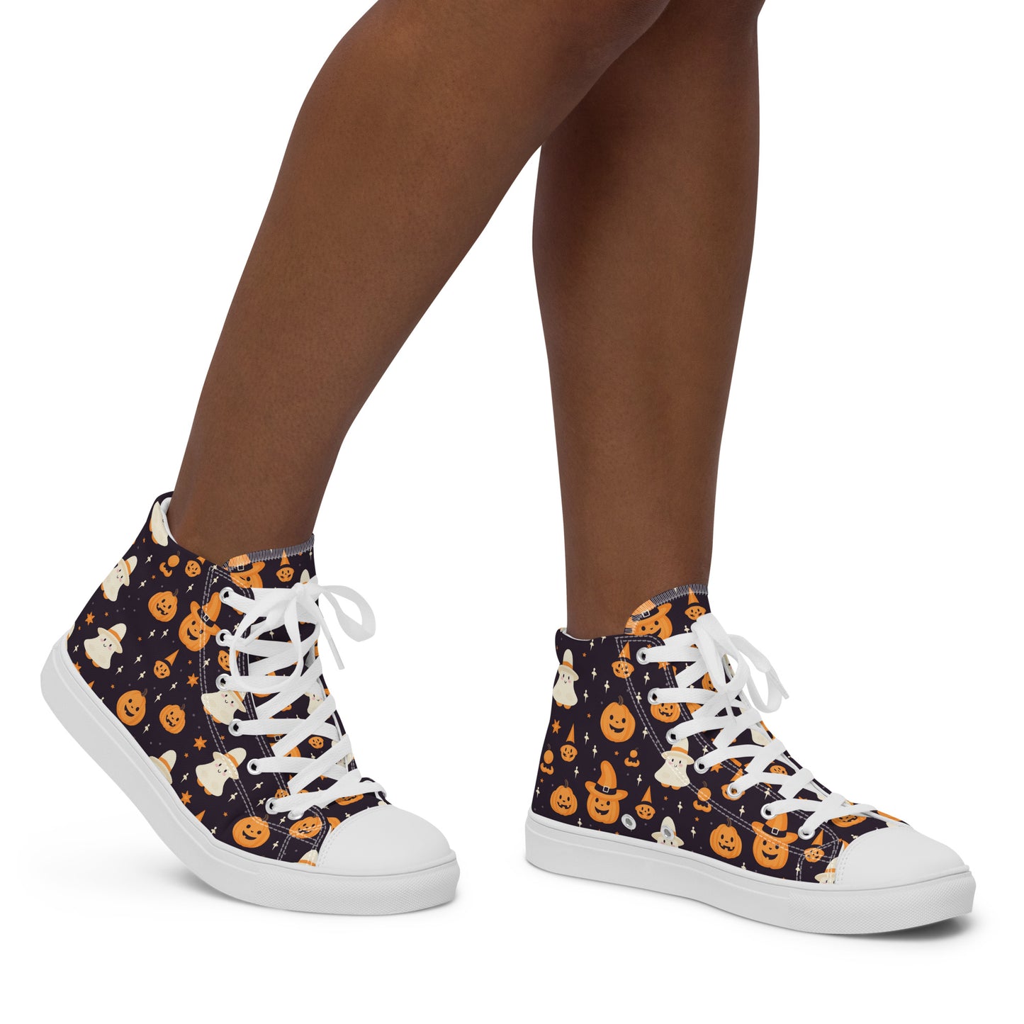 Ladies Ghost and Pumpkin High Top Sneakers