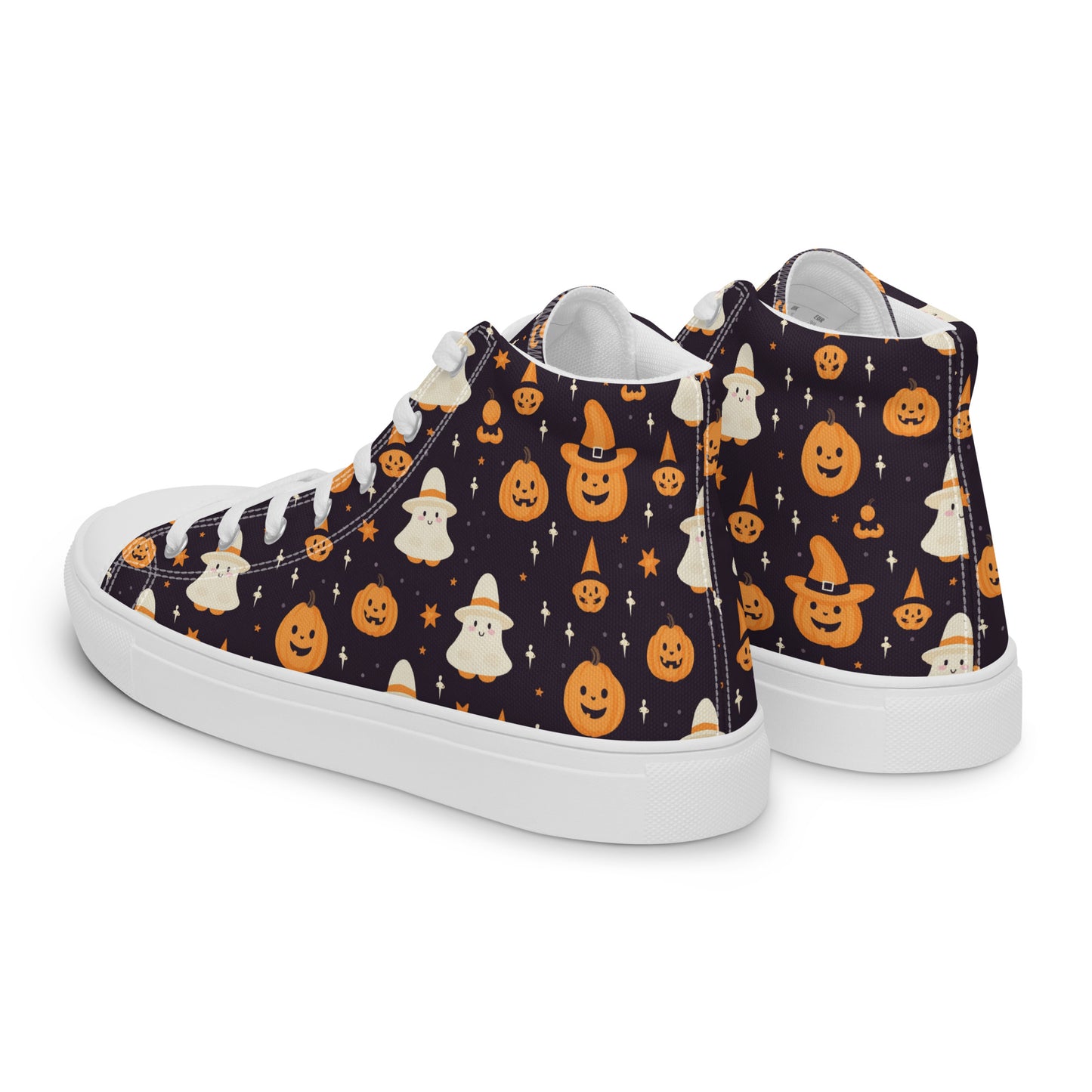 Ladies Ghost and Pumpkin High Top Sneakers