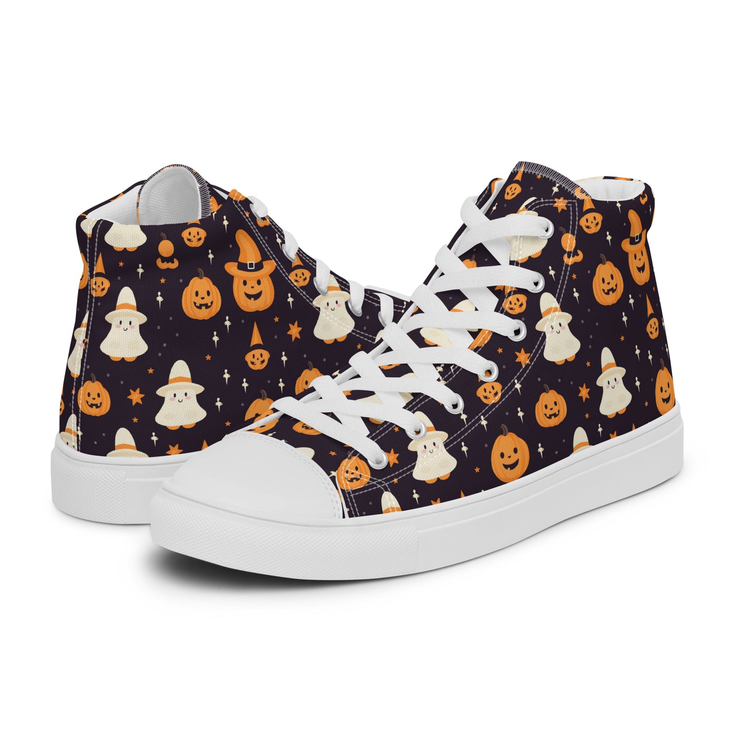 Ladies Ghost and Pumpkin High Top Sneakers