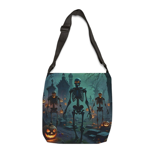 Skeleton Stroll Halloween Adjustable Tote Bag