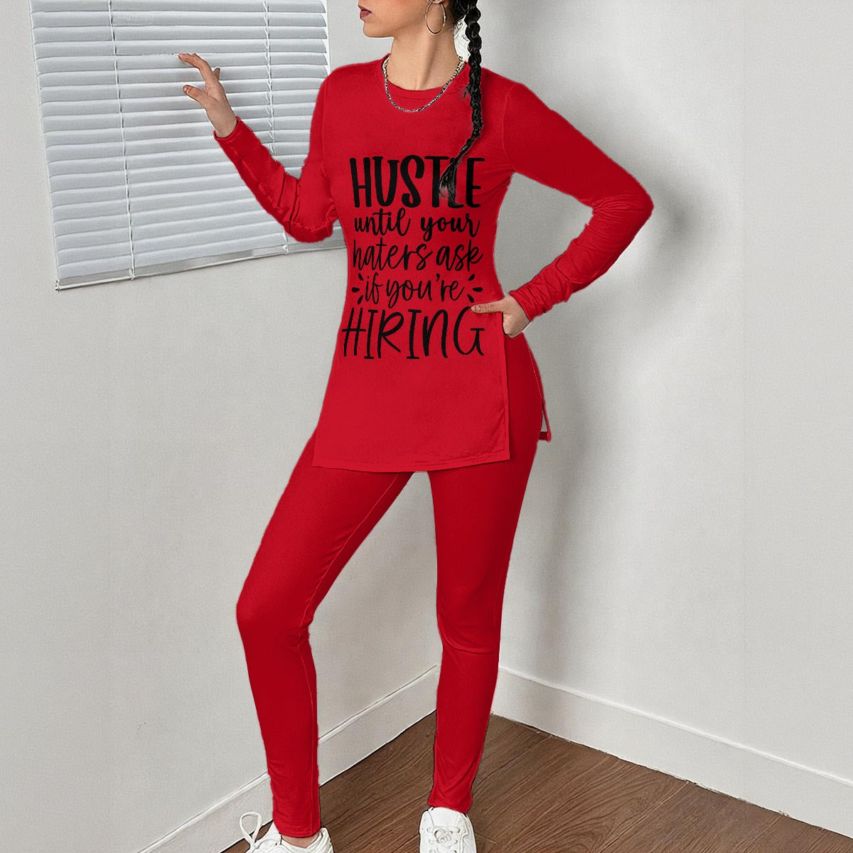 Ladies Split T-shirt Lounging Set