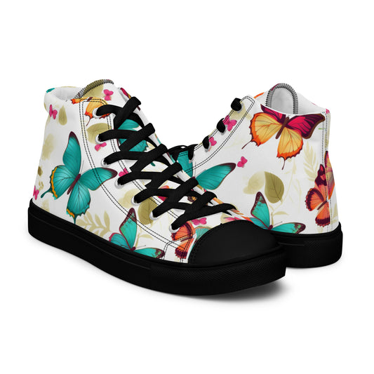 Ladies Butterfly High Top Canvas Sneakers