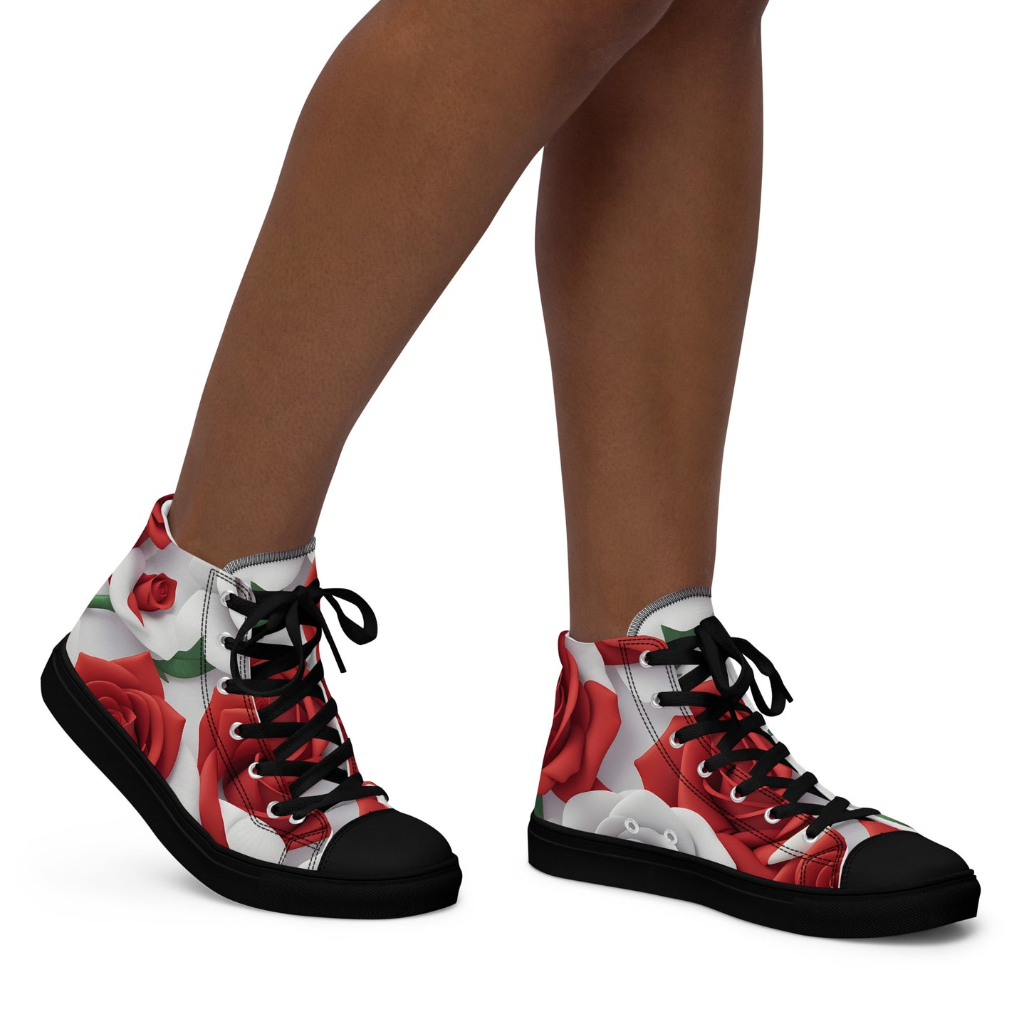 Ladies Rose Print High Tops