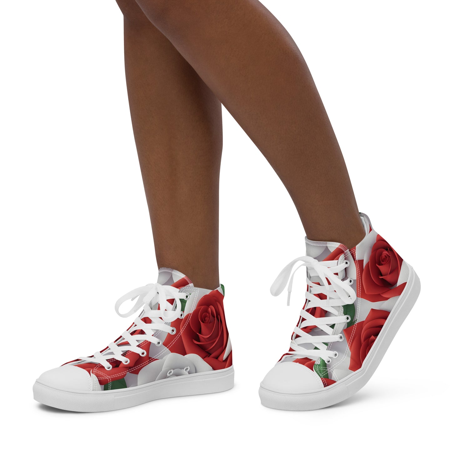 Ladies Rose Print High Tops