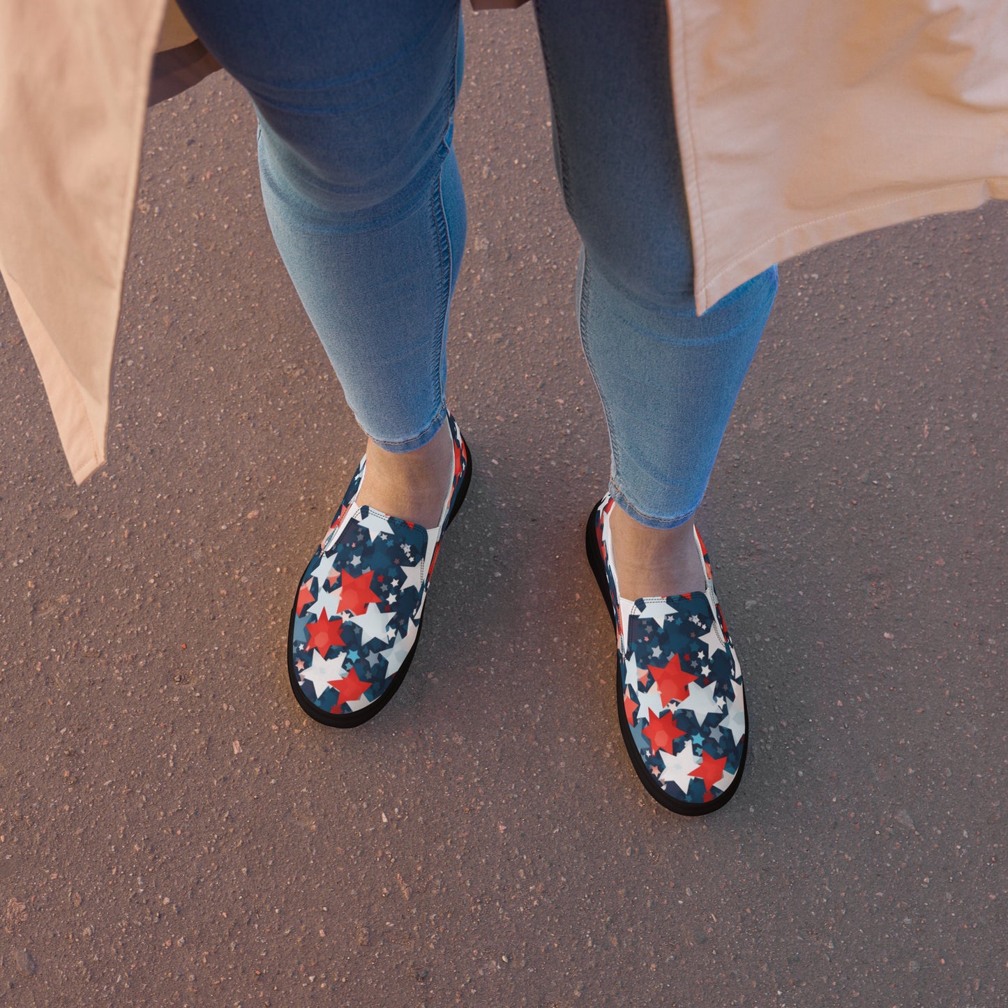 Ladies Star Spangled Canvas Slip-Ons