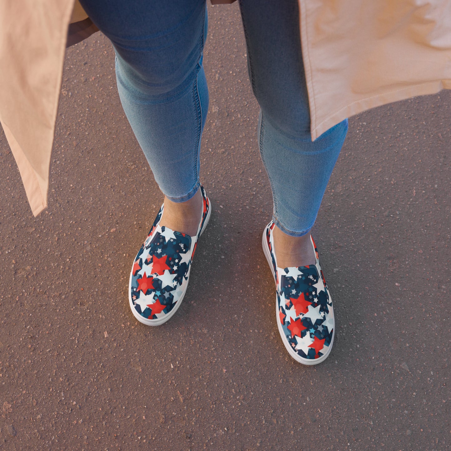 Ladies Star Spangled Canvas Slip-Ons