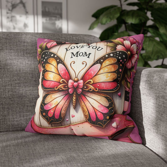 Love You Mom Polyester Square Pillow