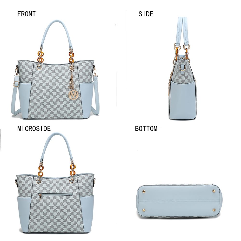 MKF Collection Bonita Checker Tote Handbag & Wallet Set Women by Mia K