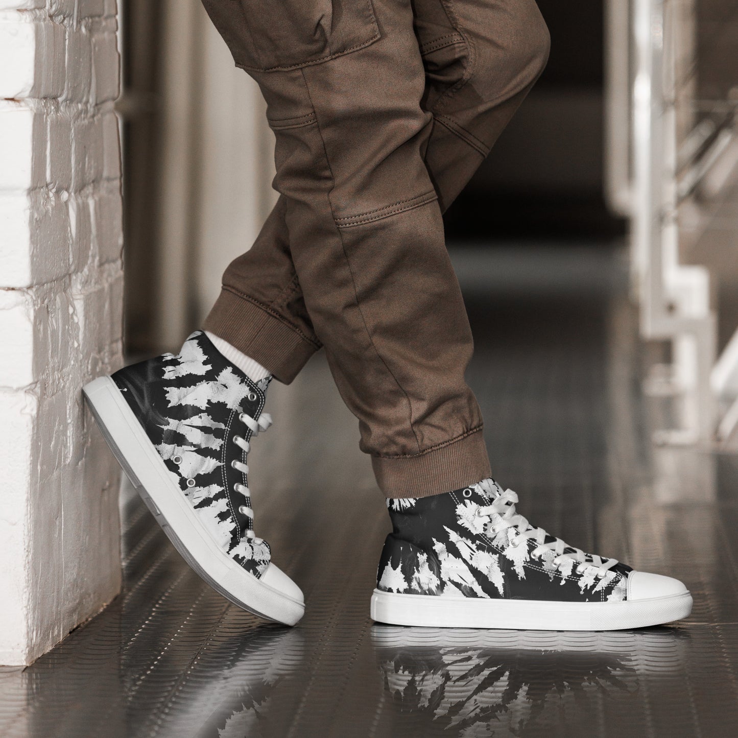 Men's Black Tie Dye High Tops