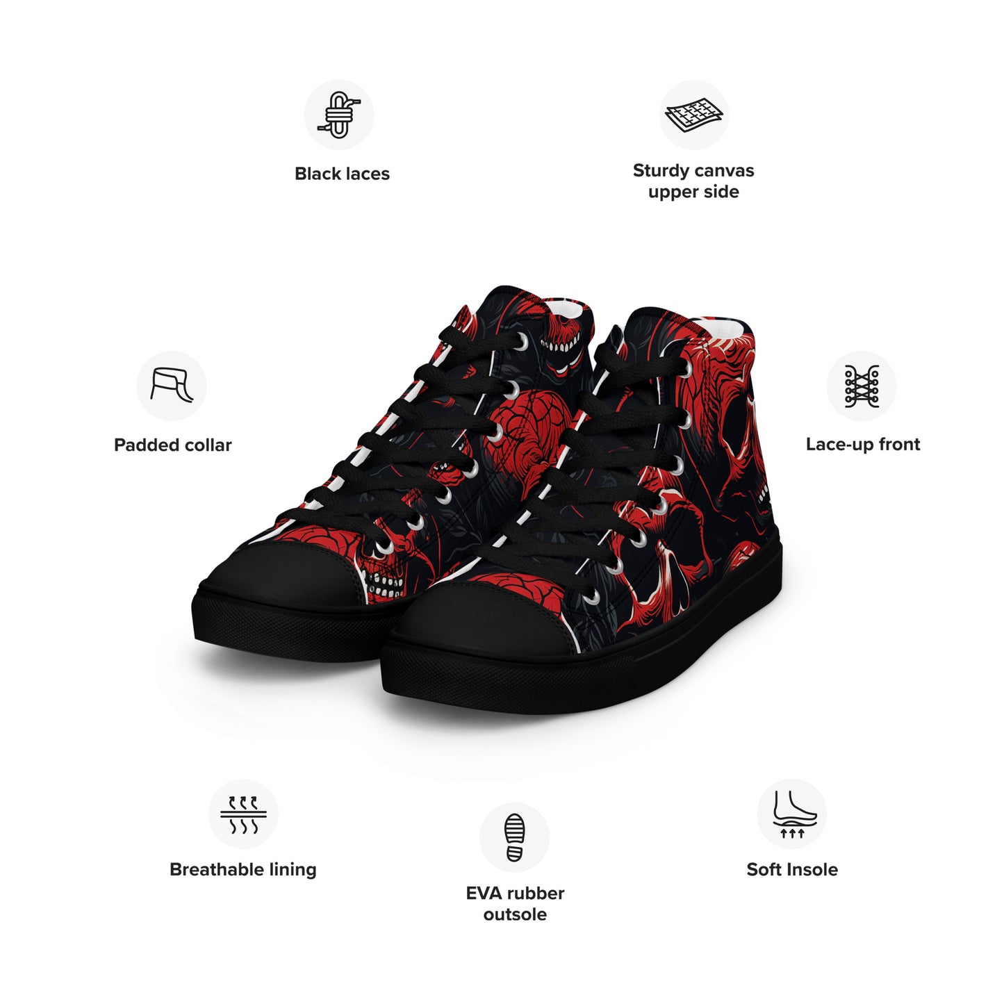 Men's Red Skull High Top Sneakers