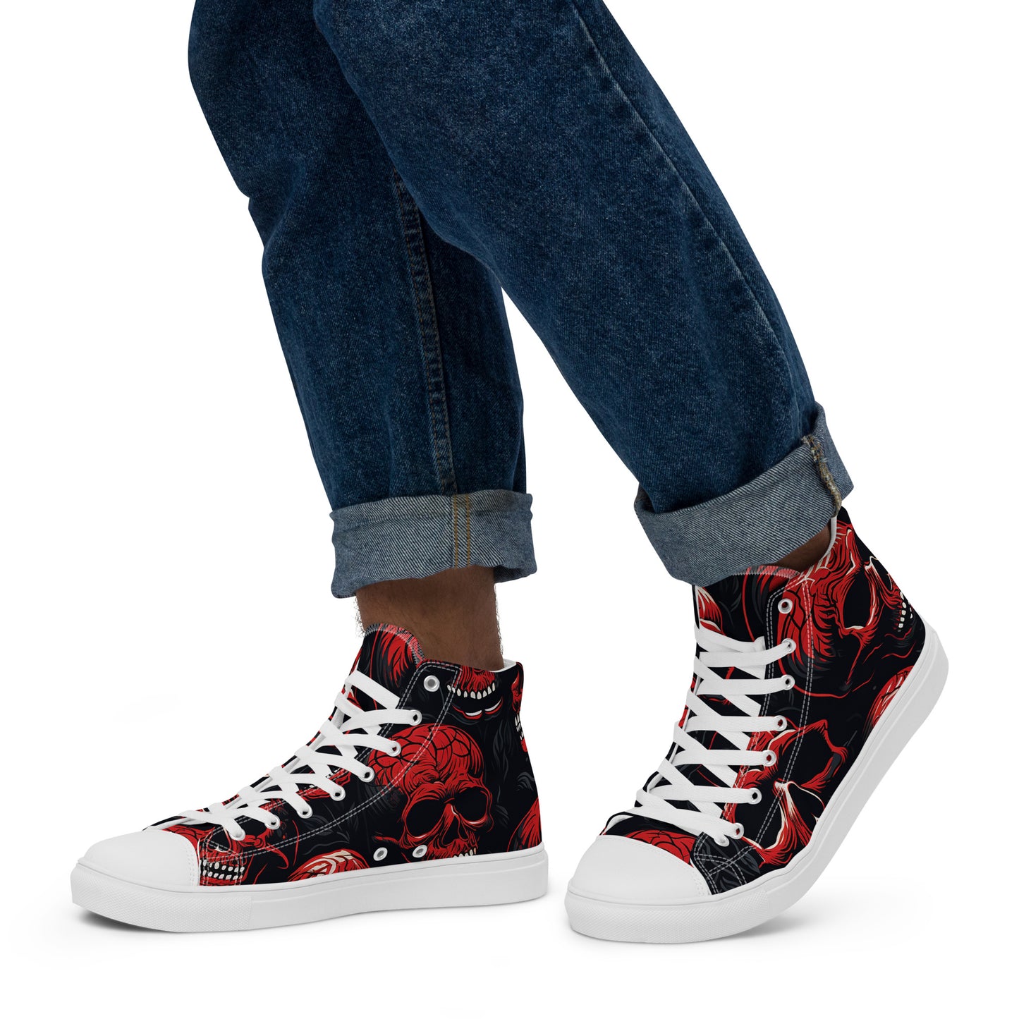 Men's Red Skull High Top Sneakers