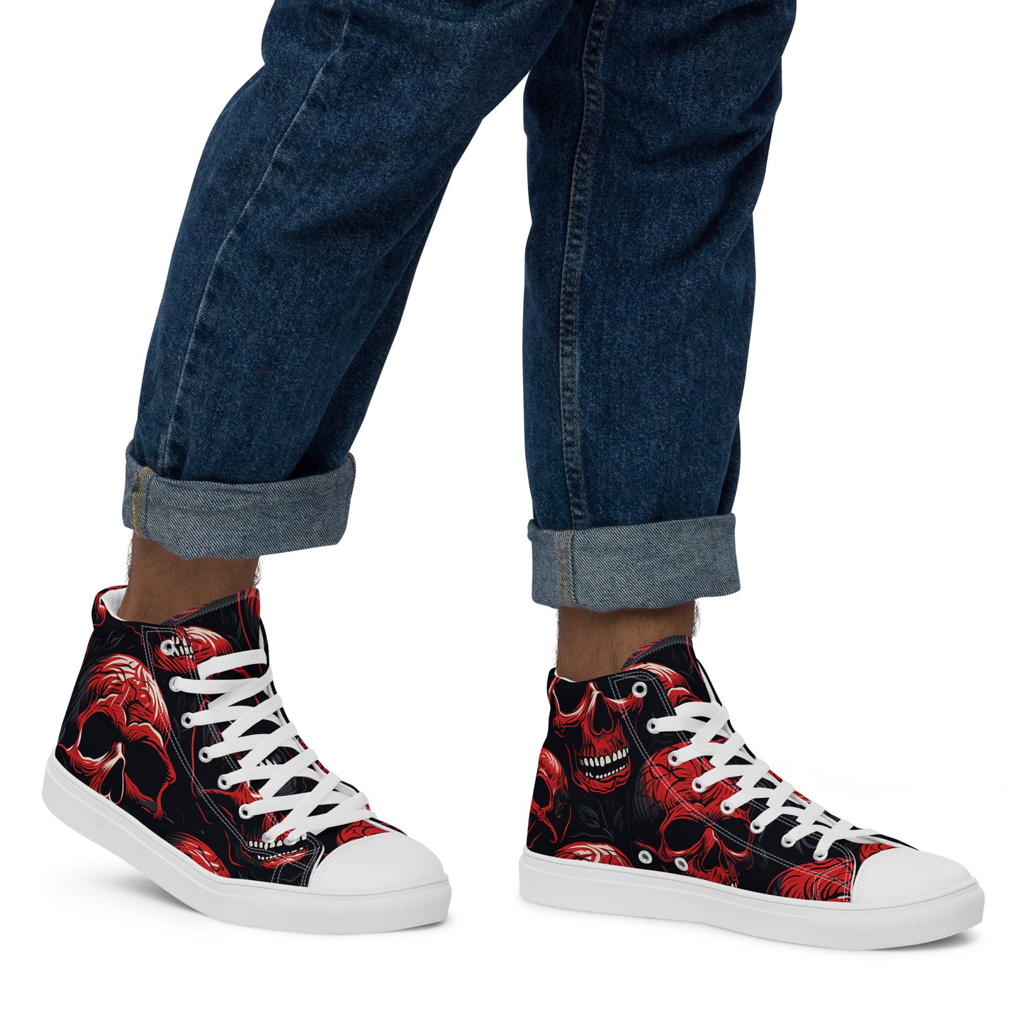 Men's Red Skull High Top Sneakers