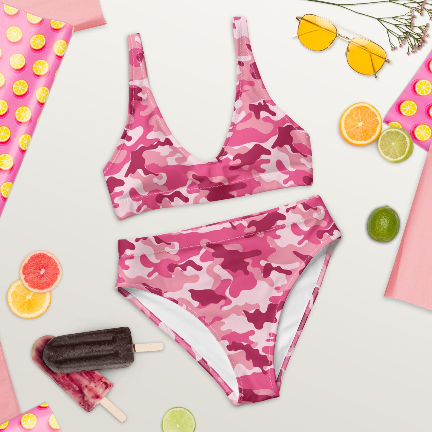 Pink Camo High Waisted Bikini