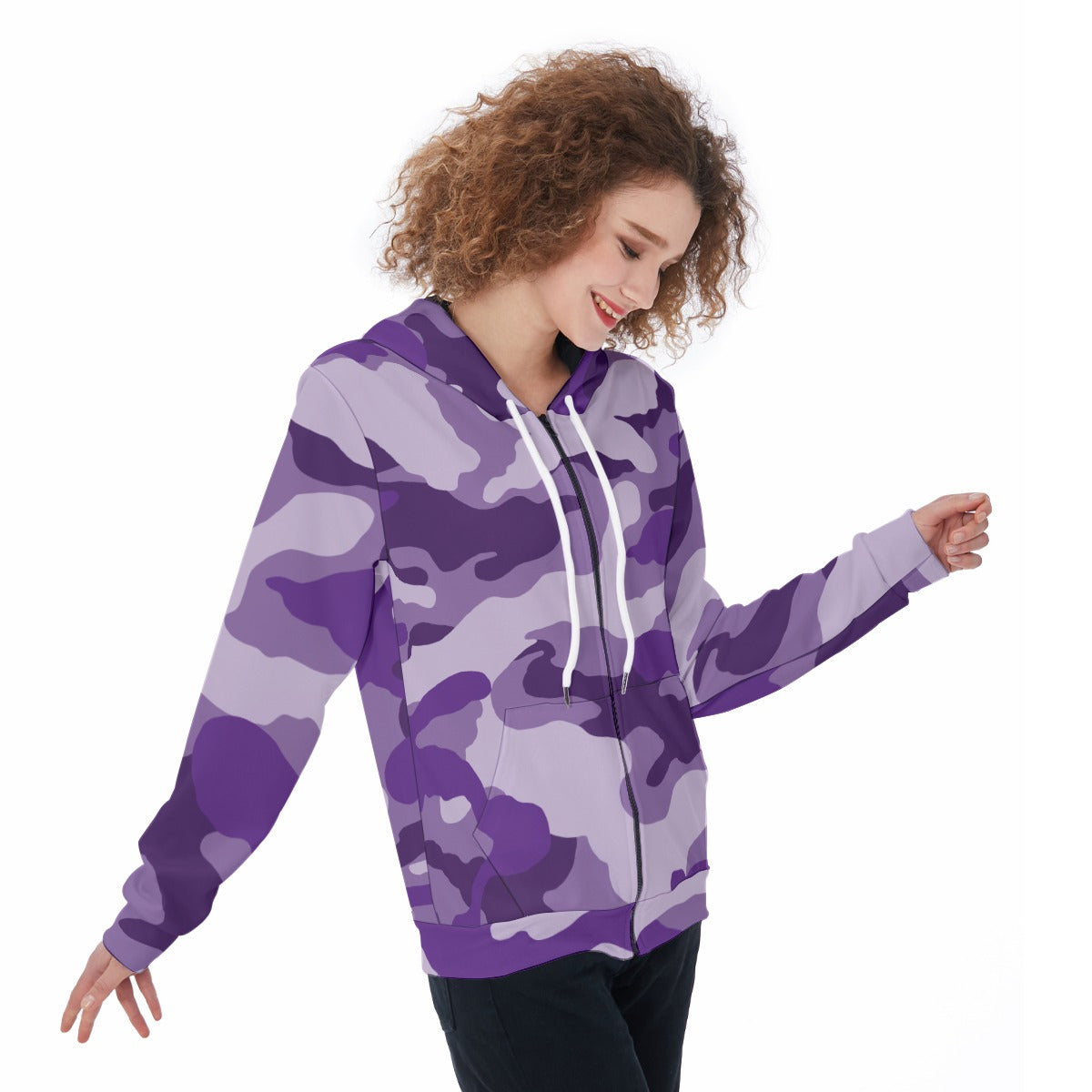 Ladies Purple Camo Short Hoodie