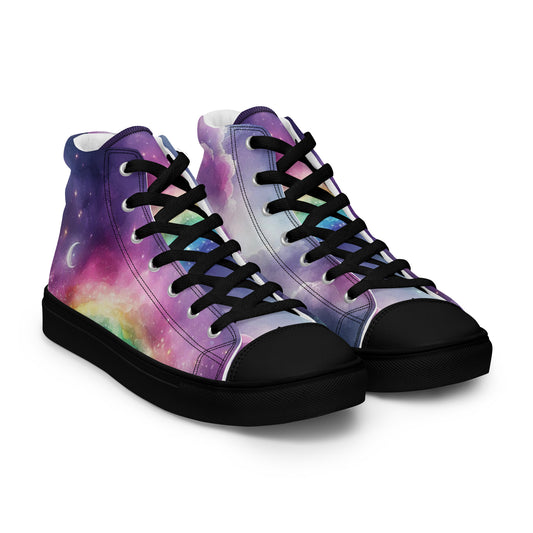 Women's Purple Rainbow Clouds Canvas High Tops