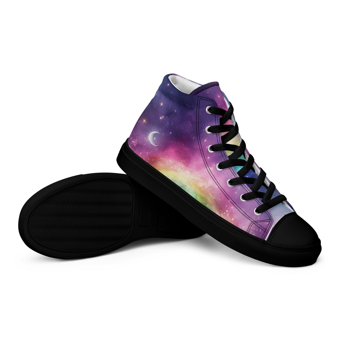 Women's Purple Rainbow Clouds Canvas High Tops